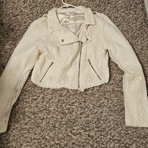 Buckle Silk/lace crop jacket